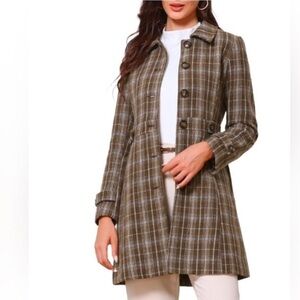 Allegra K Plaid Coat